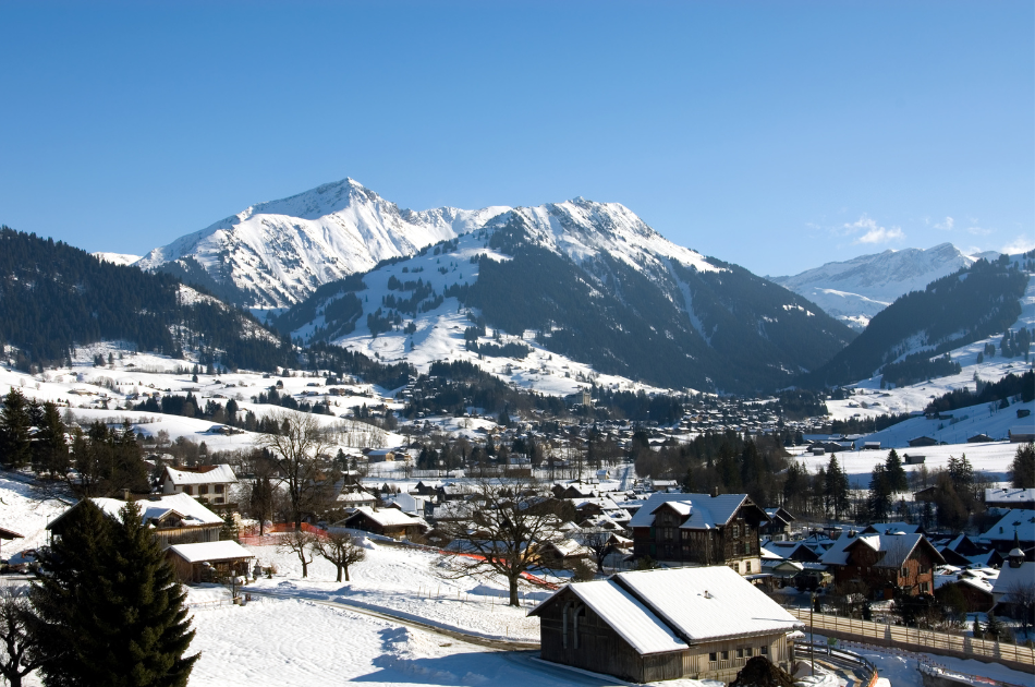 Snowy mountain in Gstaad, Switzerland