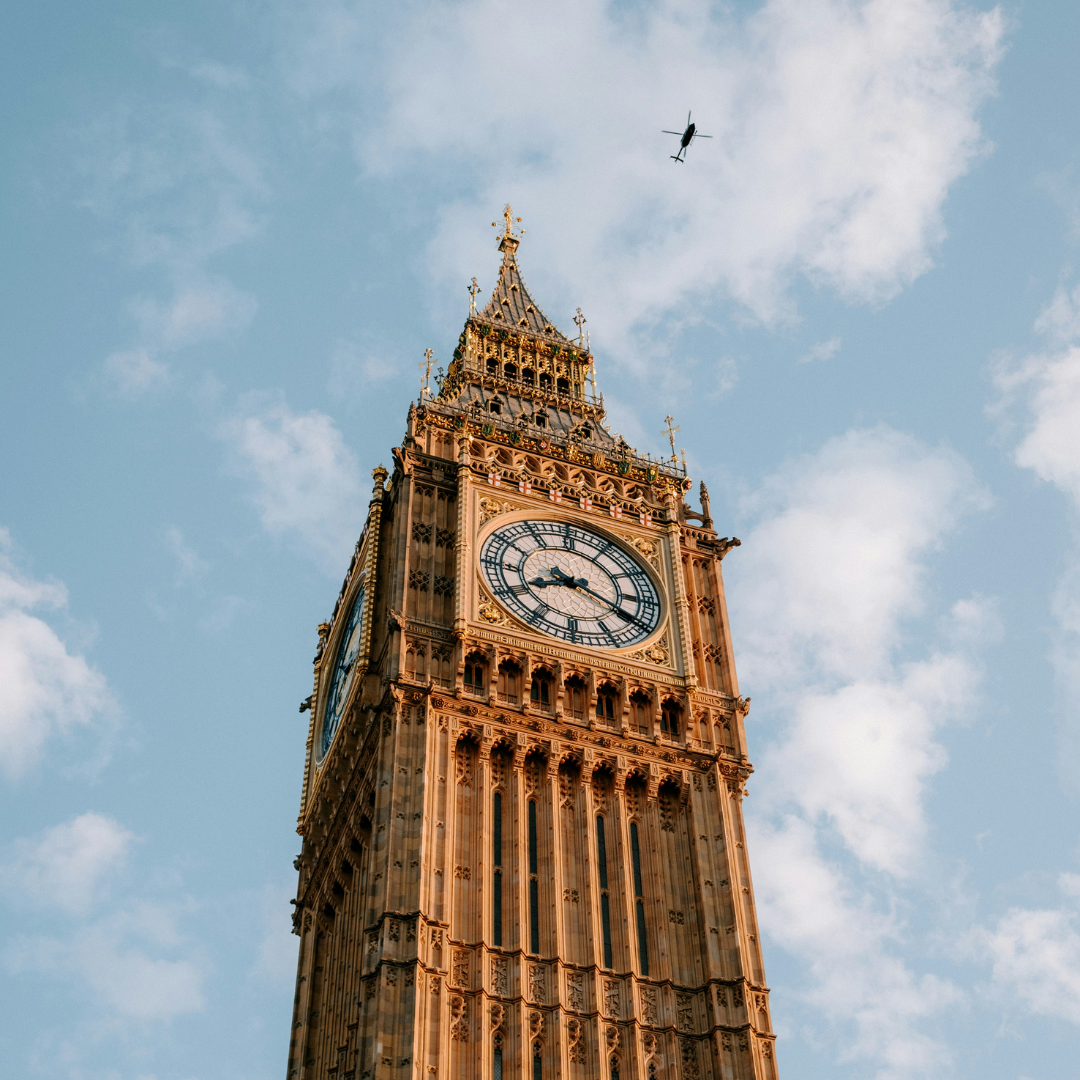 Helicopter flying over Big Ben