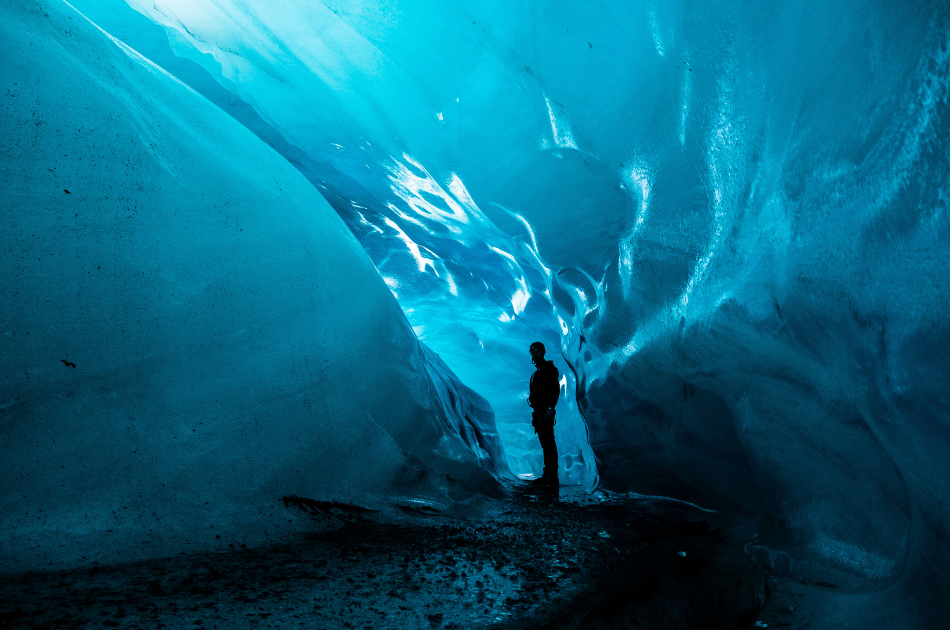 Ice cave in Iceland during winter