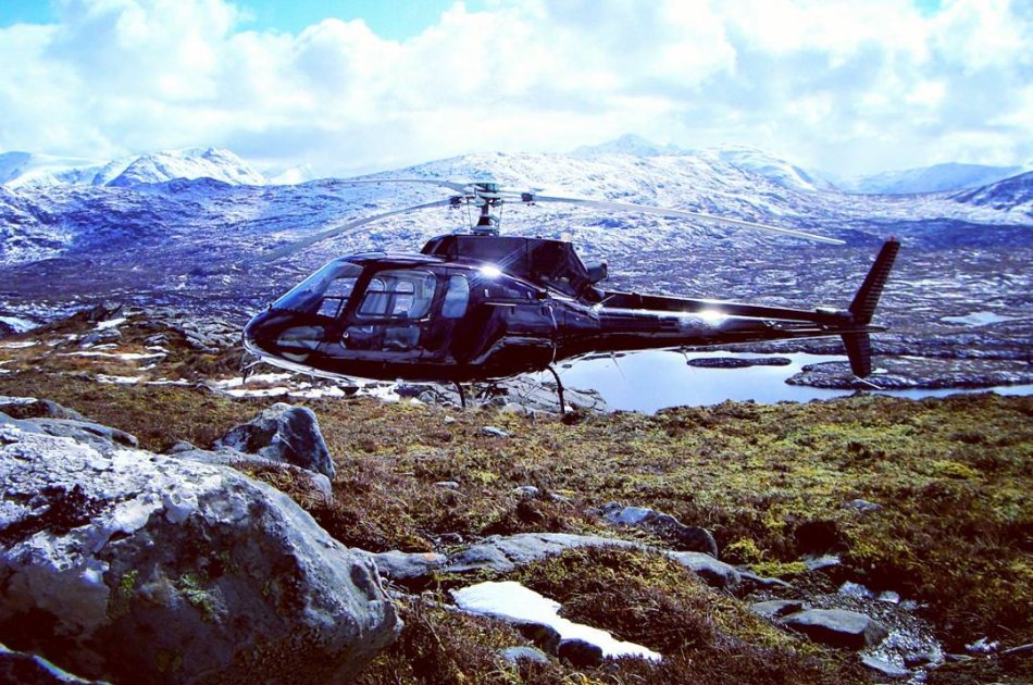 Private helicopter in remote mountain location
