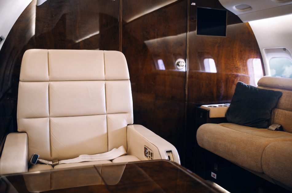 interior of luxury private jet