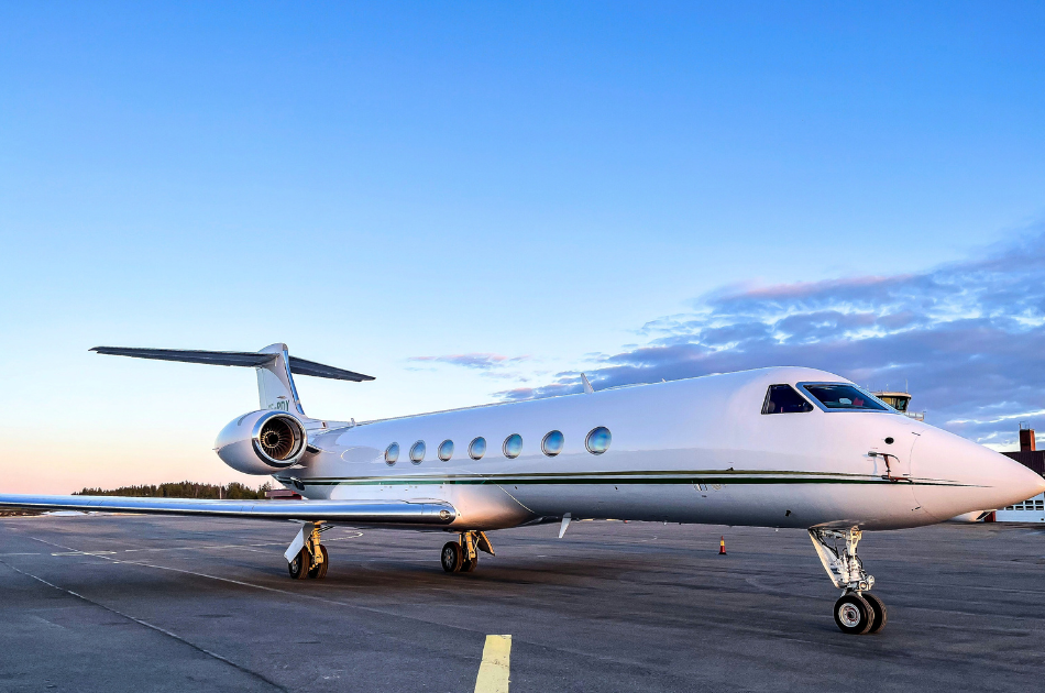 private jet on tarmac
